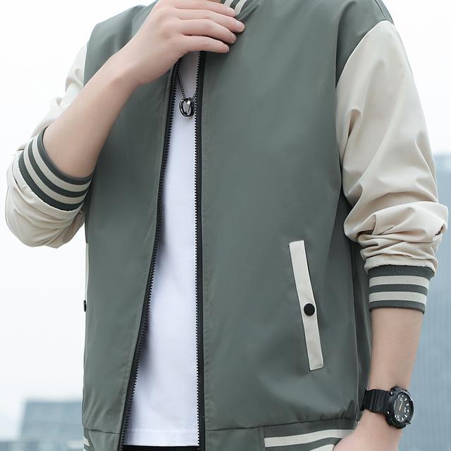 TEMU Men's Jacket For Young Students, Unisex Outerwear, Fashionable High-quality Top With Collar