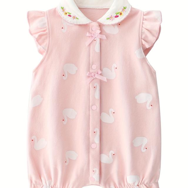 TEMU Newborn Baby Girl Summer Thin Padded Coat Romper, Pink Princess Cute Onesie For 0-1 Year Old, Perfect For Outdoor