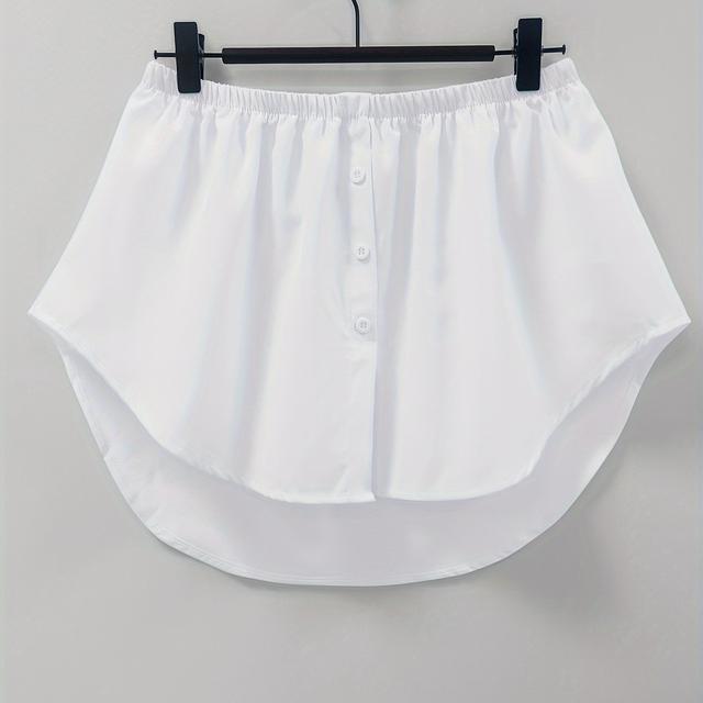 TEMU A Solid Color Button-decorated Asymmetrical Skirt For Women, Featuring A Stylish And Casual Elastic Waistband