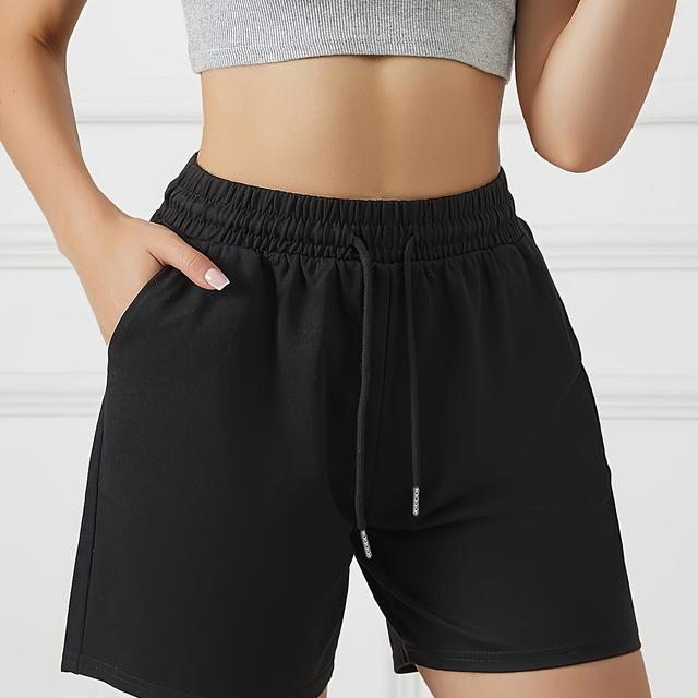 TEMU Damskie szorty sportowe ze sznurkiem w pasie do biegania i treningów, z przednimi kieszeniami