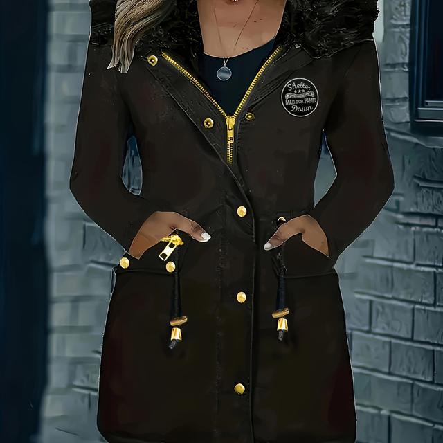 TEMU Parka-Jacke in Übergröße mit dickem Buchstabenlogo für Richtungsfonds