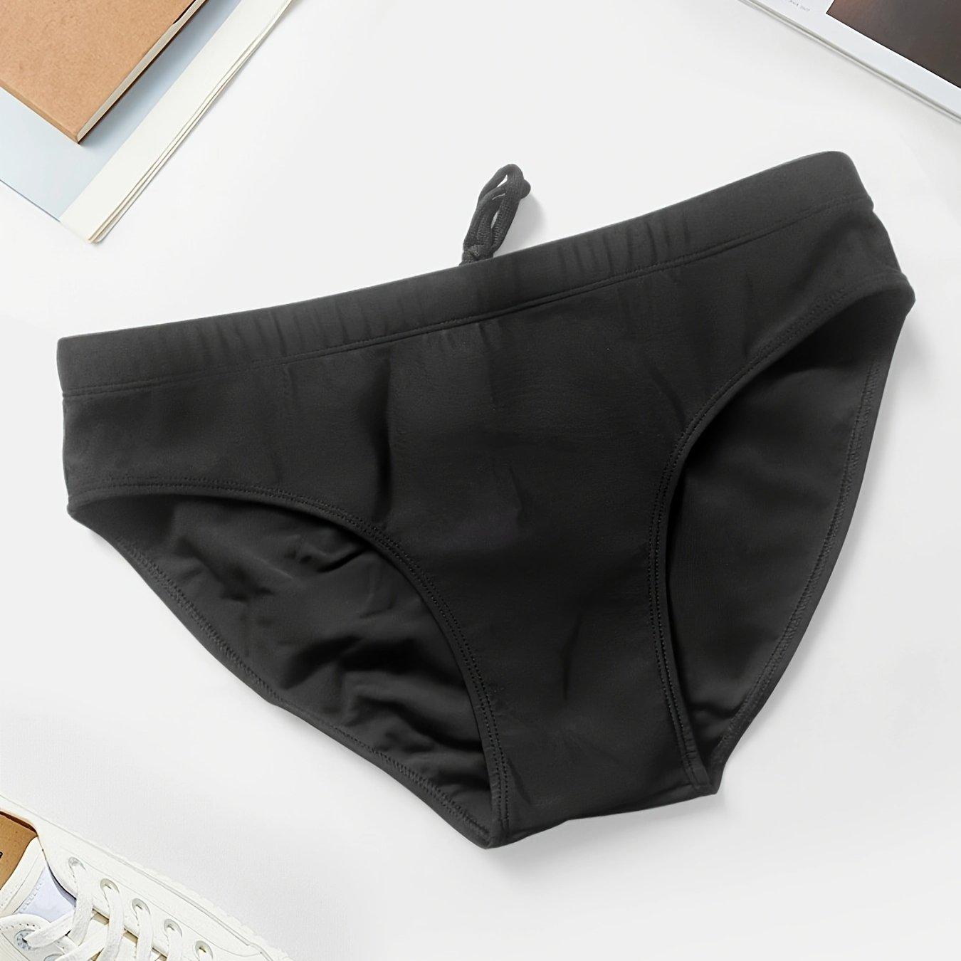 TEMU 1pc Men's Swim Briefs Summer Swimming Speed Training Pants Solid Color Elastic Low Waist Shorts Comfortable Breathable Swim Trunks