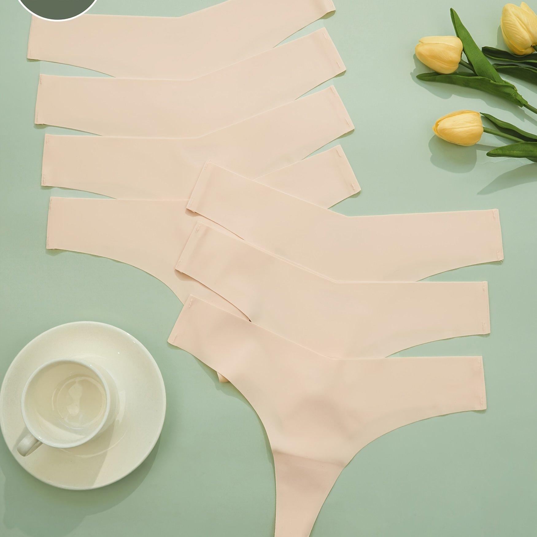 TEMU Seamless Solid Color Women's Panties, Breathable Elastic Underwear With A Low-rise Design, , Featuring A Drop Waist Style