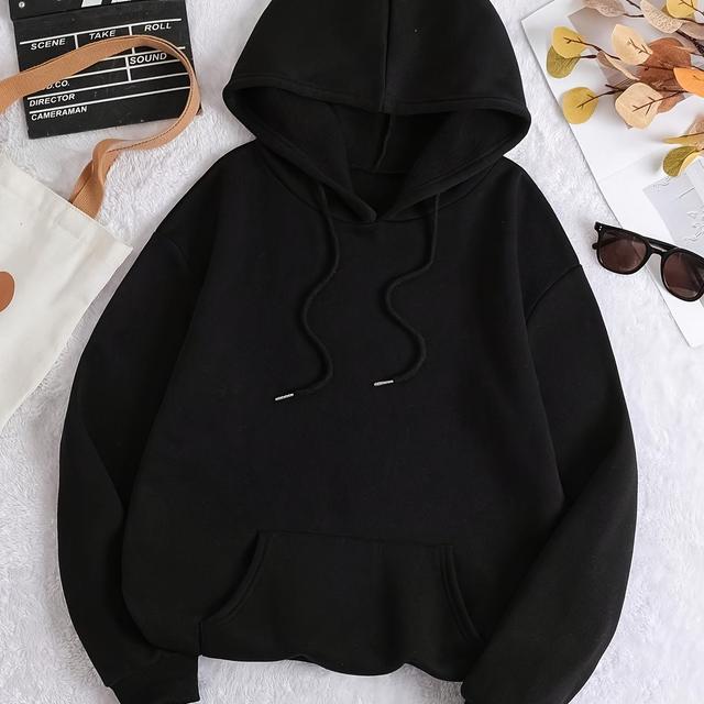 TEMU Women's Casual Sports Hooded Sweatshirt, Comfortable And Fashionable, Suitable For Sports And , Solid Color