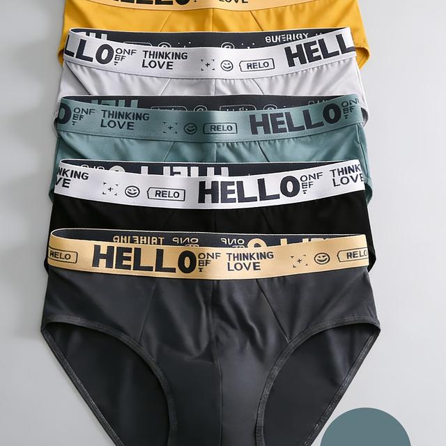 TEMU 's Underwear Fashion Letter Design Comfortable Breathable Sports Mid-waist Triangle Briefs