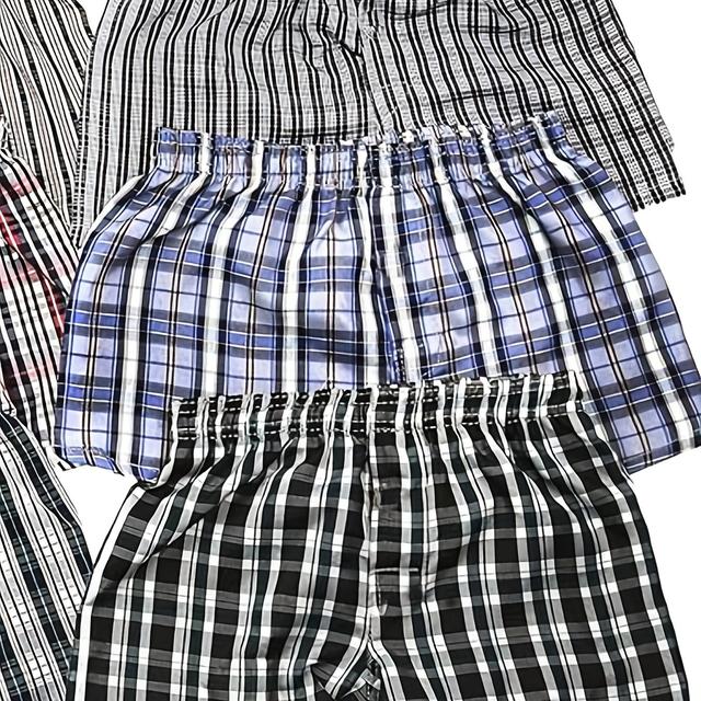 TEMU 6pcs Men's Plaid Boxer Briefs Shorts - Summer -blocking Underwear, Non-stretch Suitable For Casual & Sports Wear, Hand Washable Short Boxer Briefs For Gym, Everyday Use, And Layering (no)