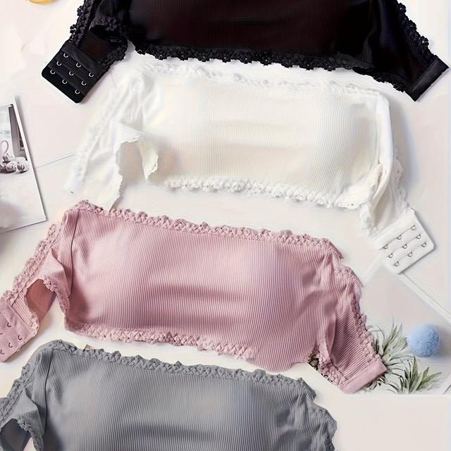 TEMU 4-delars set med ärmlösa enfärgade ribbade linne för åldrarna 9-12