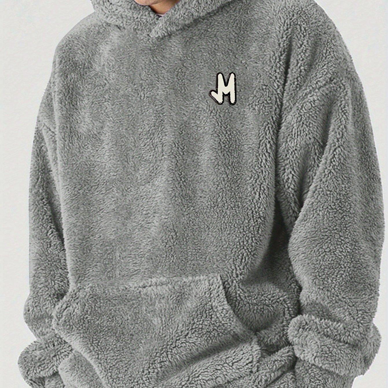 TEMU Stylish, Soft, Warm, And Comfortable For Autumn And Winter, This Basic Men's Casual Long Plush Hoodie Features A Fluffy Texture And Elasticity, Complete With A Hood And Pockets
