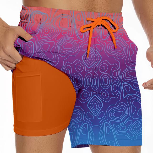 TEMU Herren Sommer Vier-Punkt Doppellagige Beach Shorts