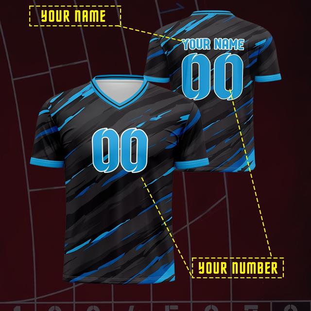 TEMU 2024 V-neck Soccer Jersey, Customizable With Name And Number, For Sports, Leisure, And Outdoor Running