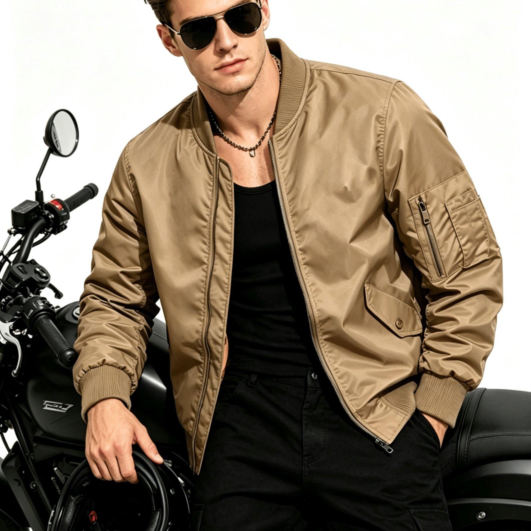 TEMU Chaqueta Delgada de /Otoño para Hombre, Color Sólido, Moda Casual, Abrigo para Deportes al Aire Libre, Uniforme de Béisbol con Cremallera, Diseño Multibolsillos, Opcional Multicolor, Chaqueta de