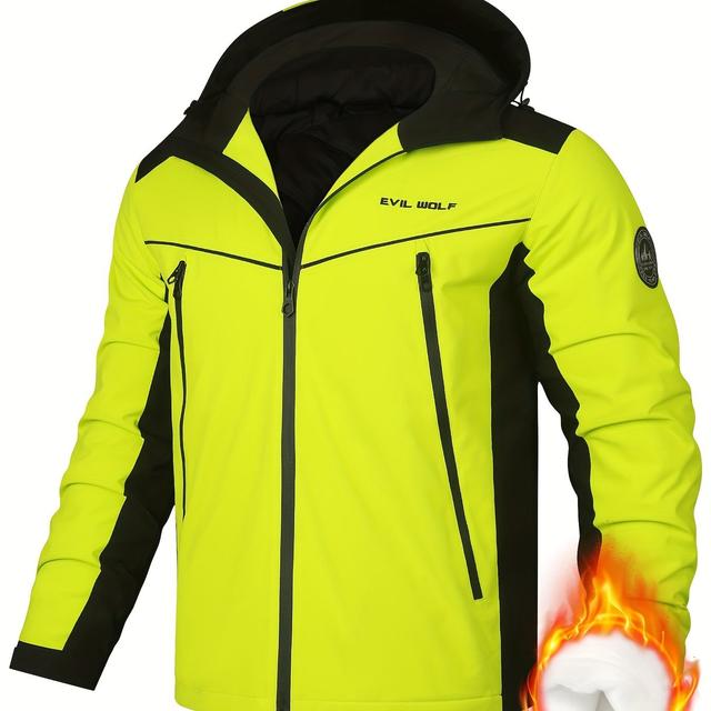 TEMU Men's Winter Jacket - Thickened Warm Hooded Coat With Large Pockets, Stylish & , Casual College Style For Outdoor Activities, Winter Jacket