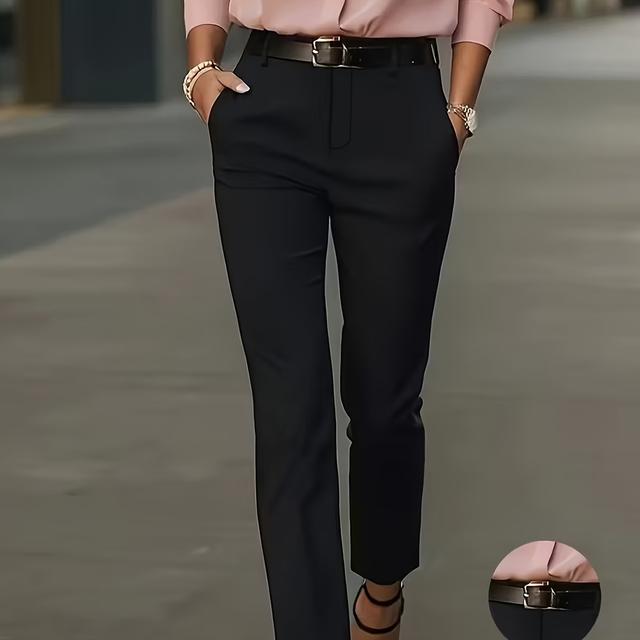 TEMU Plus Size - Plus Size - Plus-size Women's High-waisted Tapered Pants Made From Soft Fabric, Comfortable And Stylish, Suitable For All . The Classic Solid Is Perfect For Casual Or Mature Styles