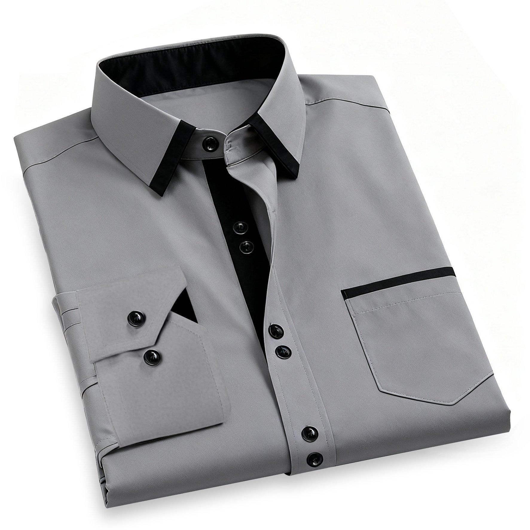 TEMU Camisa de Hombre Gris con Diseño Único y Aplicaciones