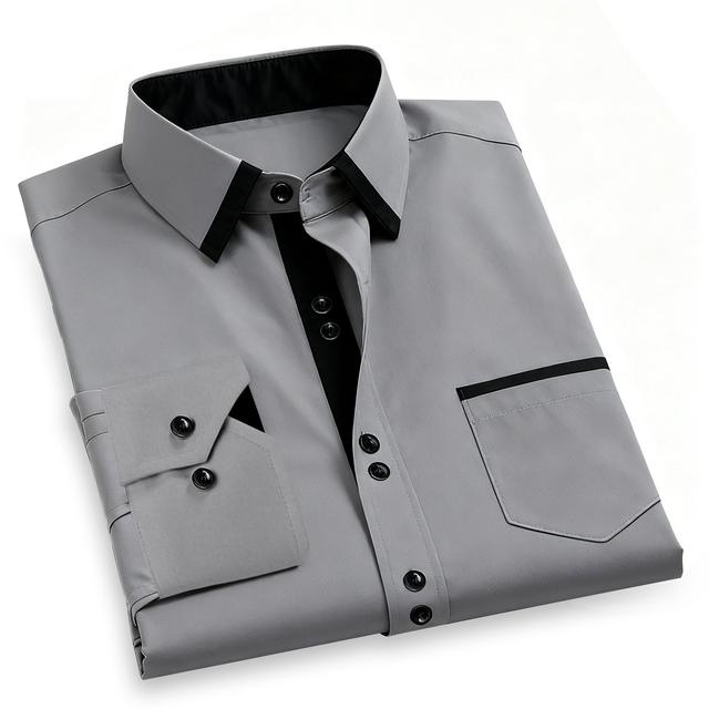 TEMU Camisa de Hombre Gris con Diseño Único y Aplicaciones