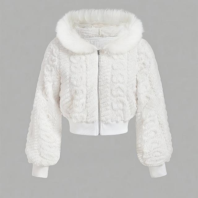 TEMU Women's Casual Long-sleeve Hoodie Jacket With Heart Pattern Texture Decoration