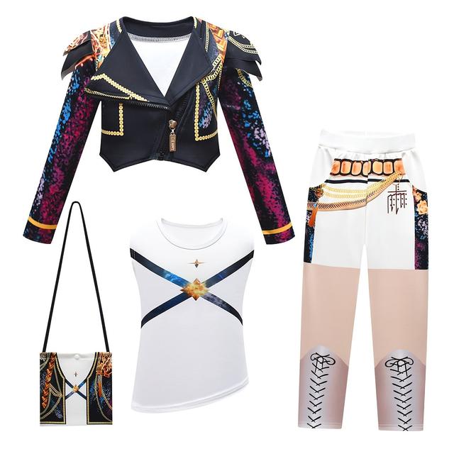 TEMU New 4-piece Set For Girls: Short Jacket + Vest + Backpack + Long Pants, Halloween Performance Spring/autumn Style