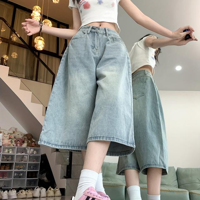 TEMU K2219 Straight-leg Jeans, New Summer Style, Niche Design, Loose Wide-leg Pants 1