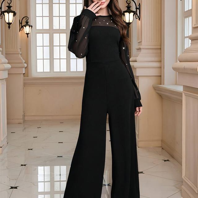 TEMU Modieus en elegant mesh jumpsuit voor tienermeisjes, geschikt voor belangrijke gelegenheden zoals feesten en carnaval, voor buiten, voor tieners.