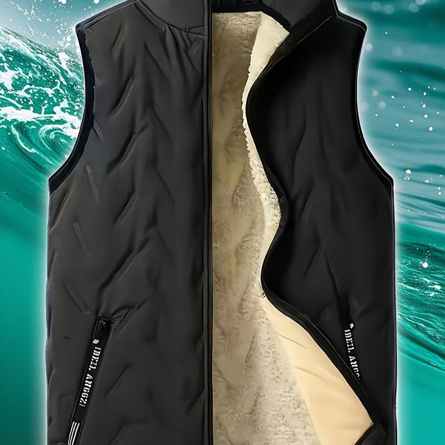 TEMU 남성용 민소매 조끼, 따뜻하고 부드럽고 편안한 안감, 가을 겨울 스포츠 및 야외 활동용