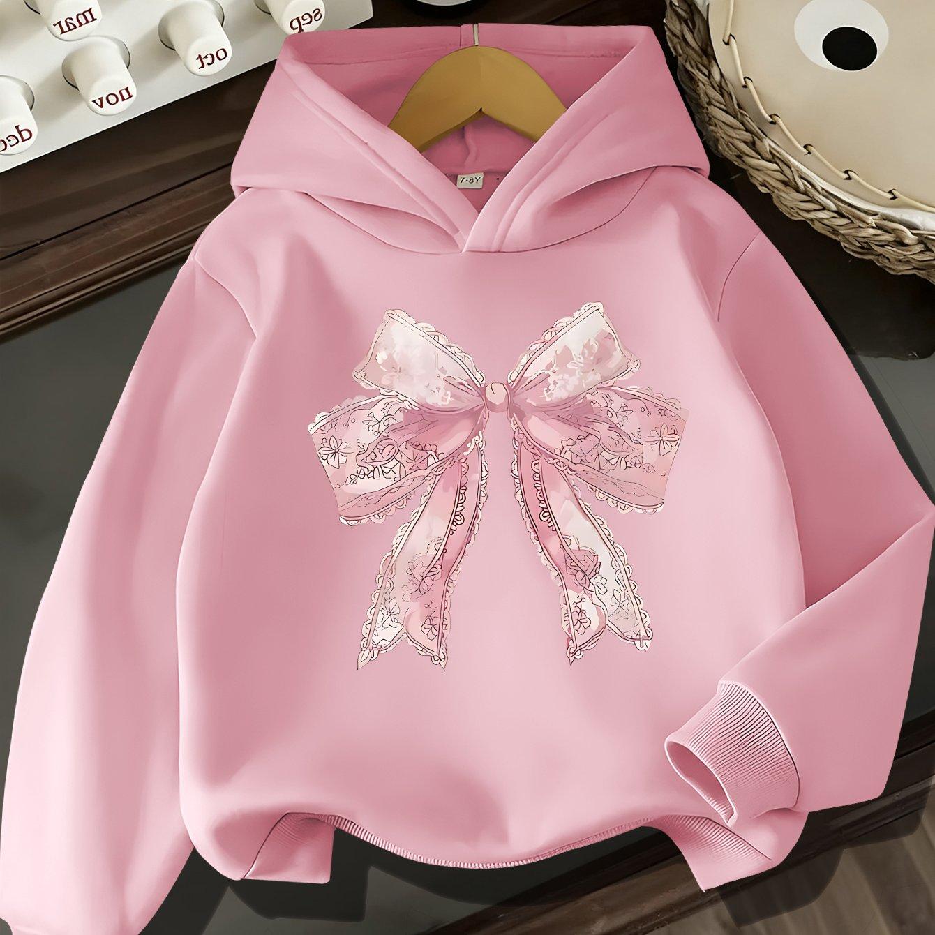 TEMU Girls' Hooded Sweatshirt Fashion Print Top