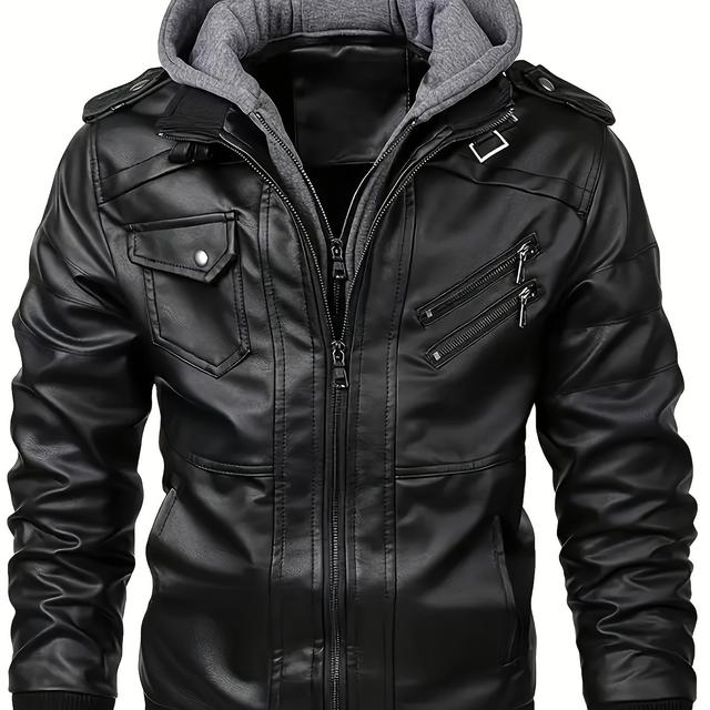 TEMU Men's Fashion Zipper Hooded Jacket Multi-pockets - Great For Spring Outdoor Cycling, Street Cycling