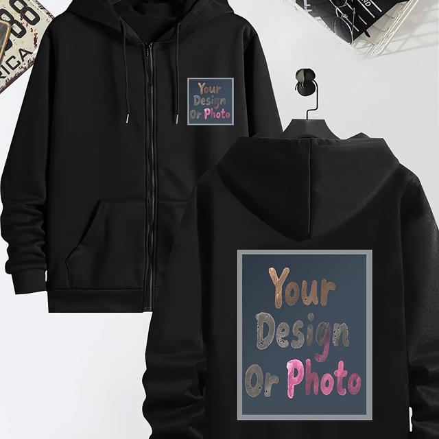 TEMU 【ス】おしゃれなカジュアルジップアップパーカー | カスタマイズ可能なプリントデザイン、便利なポケット、ゆったりフィット、ソフトで快適な生地、普段使い、スポーツ、カップルデートに最適、デーや誕生日のプレゼントに最適