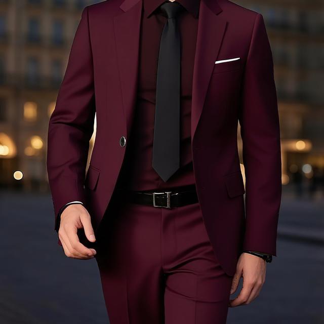 TEMU Men's Formal Suit Two-piece Set, Suit Jacket And Pants, Suitable For Interviews, Business Professional Occasions And Daily Casual Parties, Suitable For Men's Formal Events, Suit