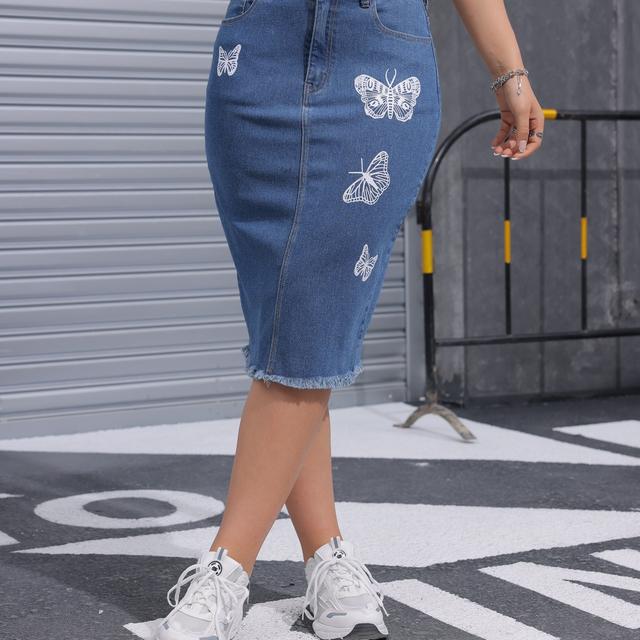 TEMU Schmetterlingsdruck Fransenrock für Damen