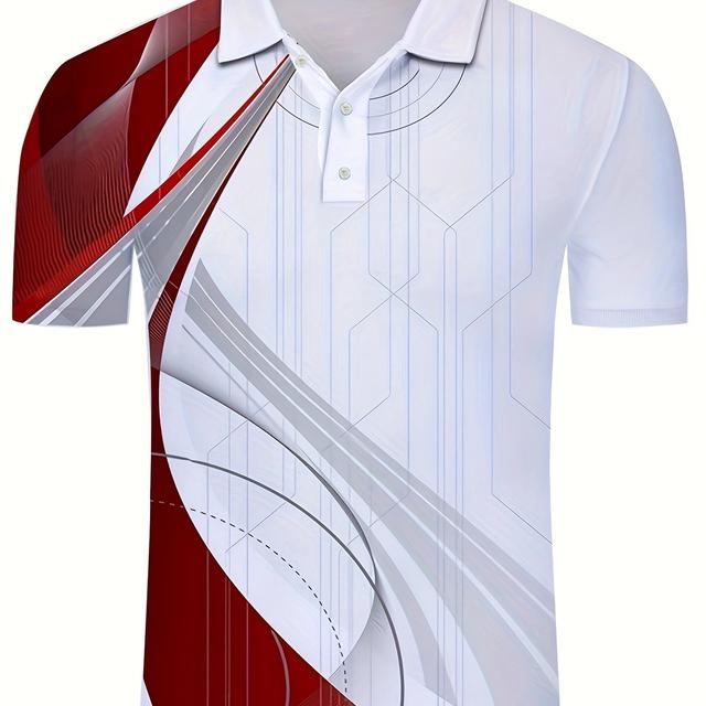 TEMU 세련된 기하학적 패턴 남성 여름 스포츠 경량 반팔 셔츠