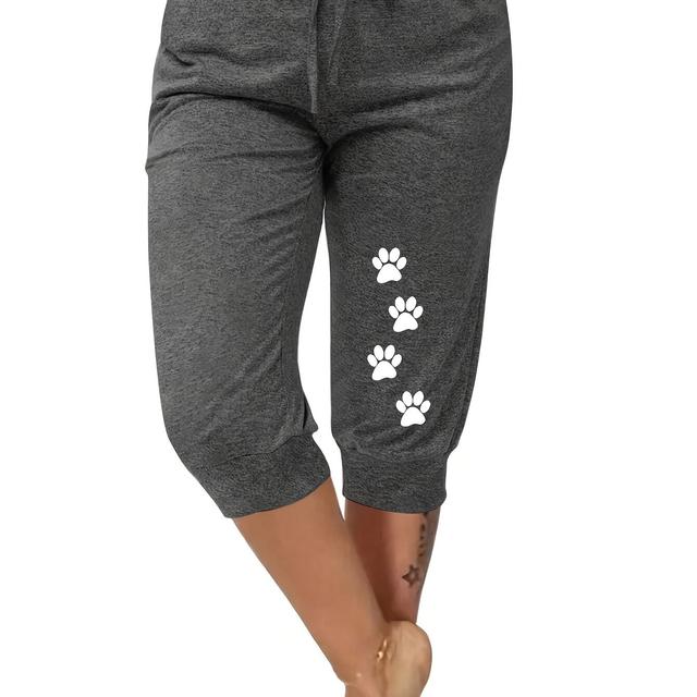 TEMU Plus Size, Pantalones Harem Casuales de Talla Grande en con Cintura Elástica y Diseño de - Capri Transpirables para /Verano, Ropa Cómoda Lavable a Máquina para Amantes de Mascotas