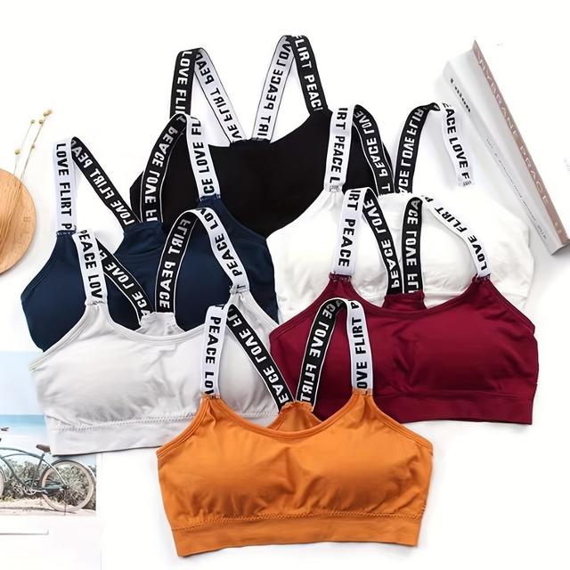 TEMU 6pcs Set Sports Bra Women' Small Bust Push-up Vest Bra Camisole Yoga Bra
