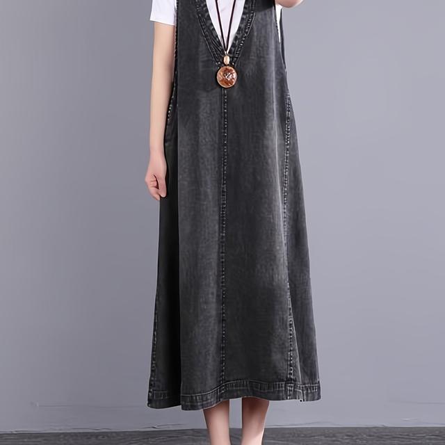 TEMU レディースデニムドレス、ミドルレングススカート、サスペンダードレス、ルーズフィット、通勤、、快適、ファッショナブル、多用途、デニムサスペンダードレス、全てのに適しています。