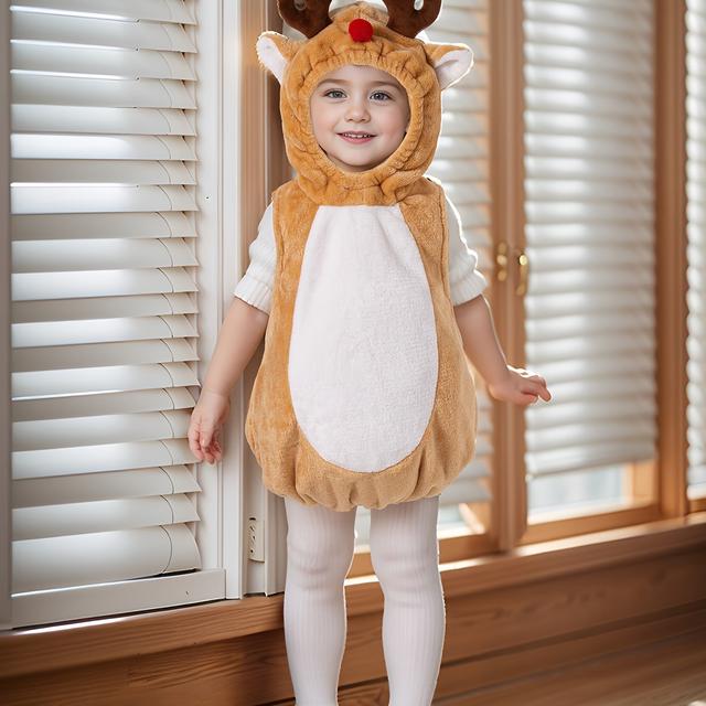 TEMU Sleeveless Plush Vest With Hood For 0-3 Years Old Baby, Soft And Versatile Spring/autumn Outing Wear