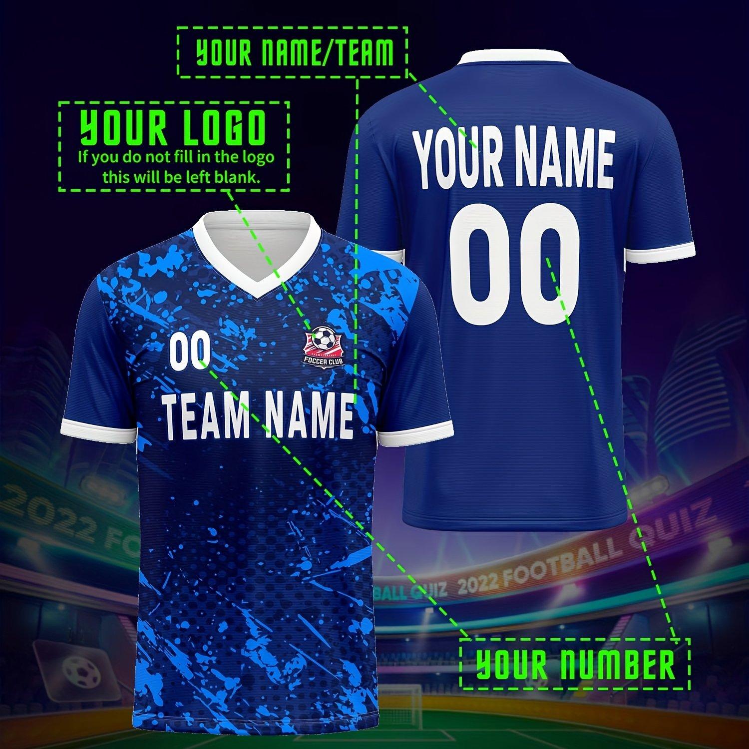TEMU Custom V-neck Soccer Jerseys That Are Comfortable And Well-fitted, Personalized With Names, Numbers, And Logos, Suitable For Summer Parties And Gatherings