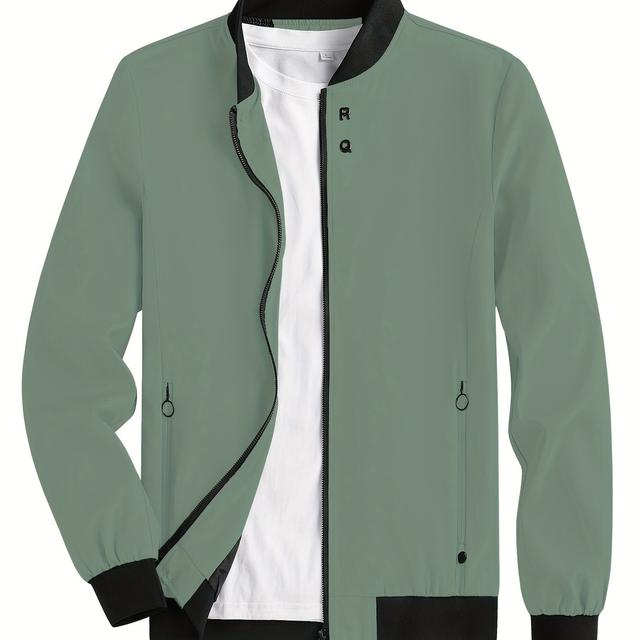 TEMU Lässige Jacken mit Reißverschluss und langen Ärmeln, Stehkragen, , winddichte, schlanke Oberteile für Frühling und Herbst