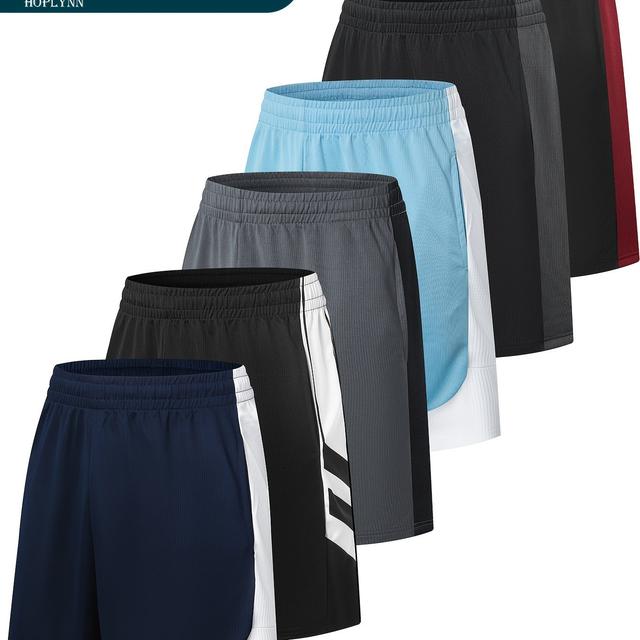 TEMU Hoplynn 6pcs Set Of Men's Mesh Sports Basketball Shorts With Pockets Quick Dry Sportswear