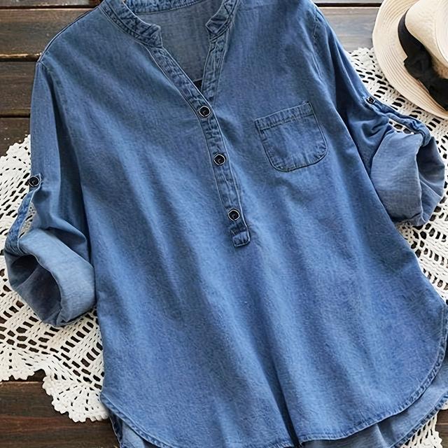 TEMU Damen Casual Denim Hemd mit