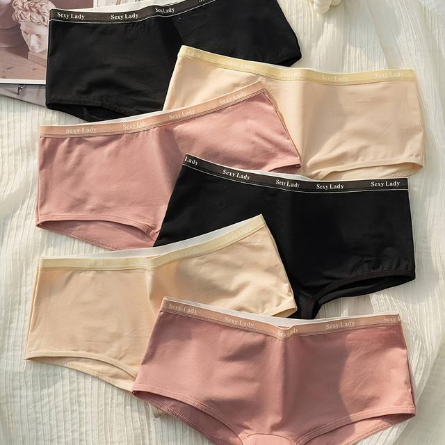 TEMU Набір з 6 жіночих боксерів різних кольорів з низькою посадкою, жіночої білизни