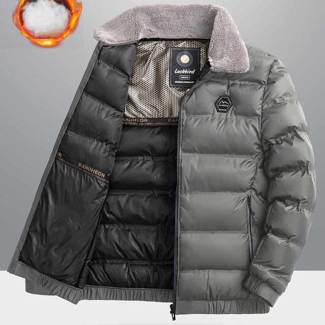 TEMU سترة شتوية مريحة مبطنة بالصوف للرجال - خفيفة الوزن ودافئة بأسلوب كاجوال مع إغلاق بسحاب وأكمام طويلة وجيوب على الصدر، سترة شتوية