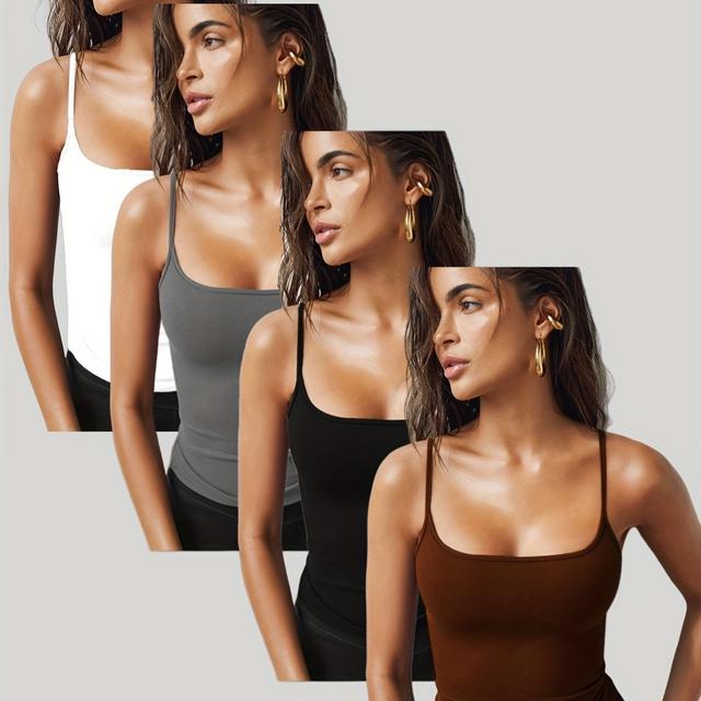 TEMU Nieuwe Stijlvolle Dames Kleur Camisole Vierdelige Set