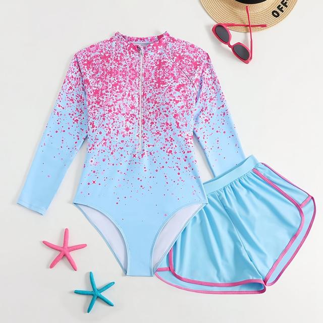 TEMU Youth Fashion Printed Two-piece Swimsuit, For Teenager