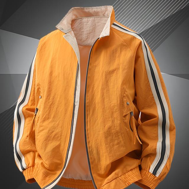 TEMU جاكيت بومبر أنيق للرجال - ملابس خارجية غير رسمية مقاومة للرياح مع إغلاق بسحاب، بطانة من البوليستر، وقبعة برباط قابل للتعديل، مثالي للأنشطة الخارجية، جاكيت واقي من الرياح