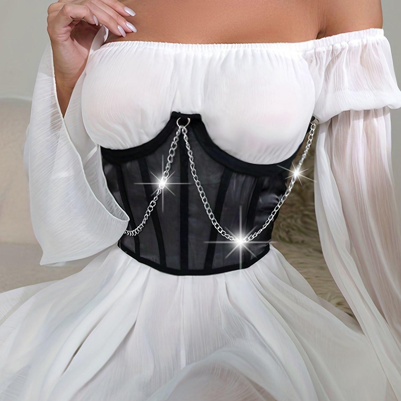 TEMU Womens Underbust Boned Satin Bustier Lace Back Corset Belt Waist Corsets Top