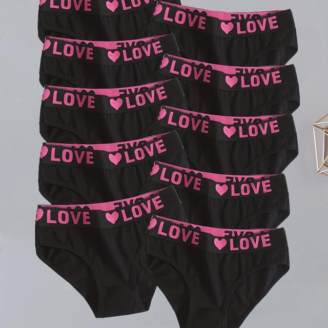 TEMU Paquete de 10 bragas triangulares transpirables de talla grande para mujer con estampado de