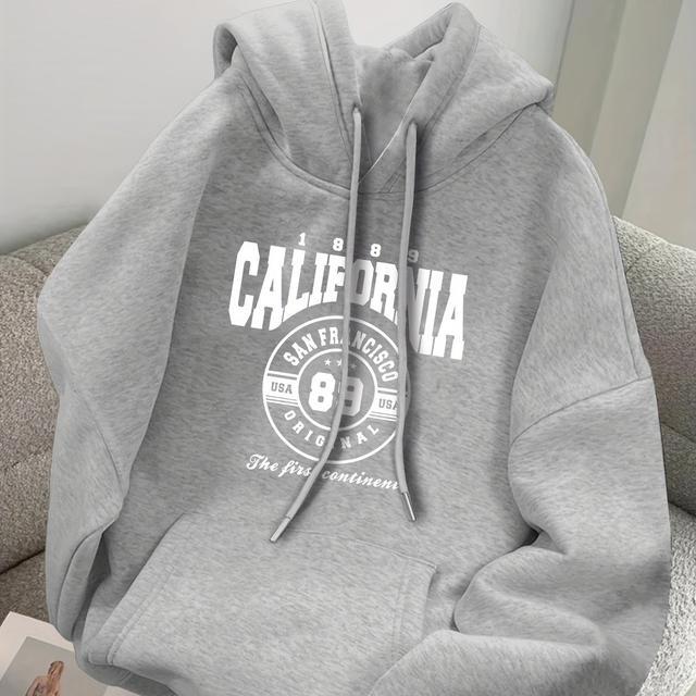TEMU San Francisco California Hoodie Sweatshirt - Casual Polyester Hoodie With Hood, Alphabet Pattern, Pocket Detail, Knit Fabric, Regular Fit For Men And Women - Fall/winter Collection
