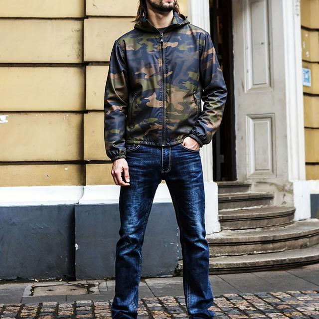 TEMU Veste à capuche camouflage tendance pour homme, veste de loisirs à manches longues avec fermeture éclair, veste de sport à capuche adaptée au travail , style chinois