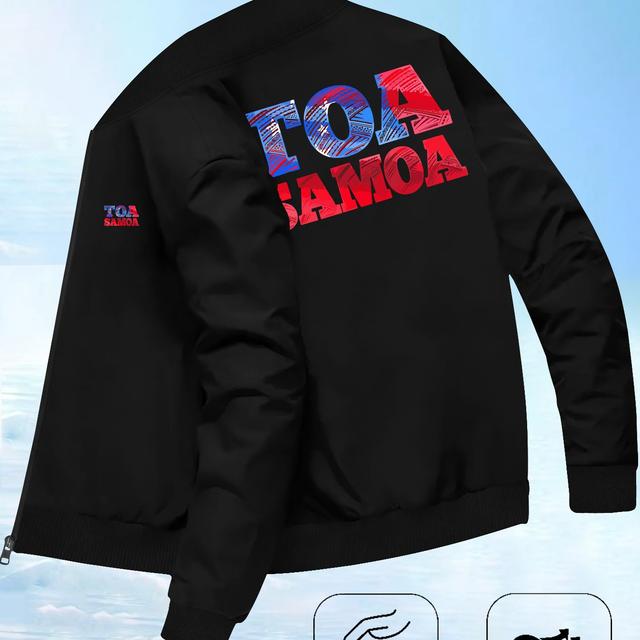 TEMU Samoan Warrior Print Men's Trendy Autumn And Winter High-end Casual Jacket With A Stylish Collar, Young Men