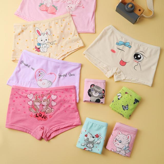 TEMU Random Mix Of Mixed Colors, Cute, Soft And Breathable Girls' Boxer 3-pack