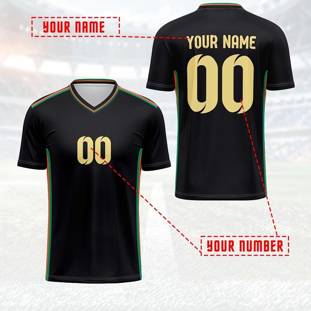 TEMU قميص كرة القدم الرجالي المخصص - ياقة على شكل V، اسم ورقم مُخصص، مريح للتدريب والارتداء اليومي